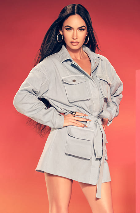 boohoo x Megan Fox Premium Utility Pocket Shacket Dress